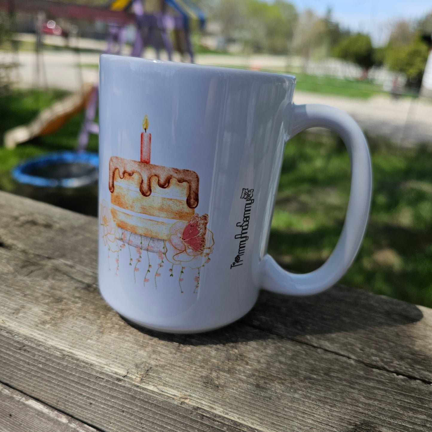 15 Happy Birthday Mug Gold floral(Customization available)