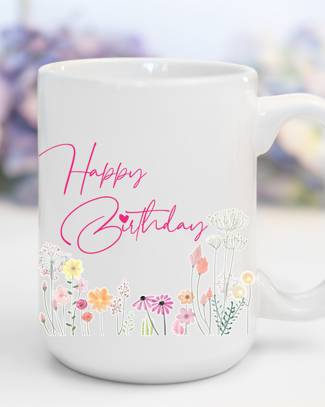 15 Happy Birthday Mug Floral(customization available)